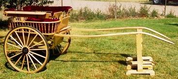 This picture shows a full size Governess Cart with spindle sides, built from Barrie Voisey plans. 